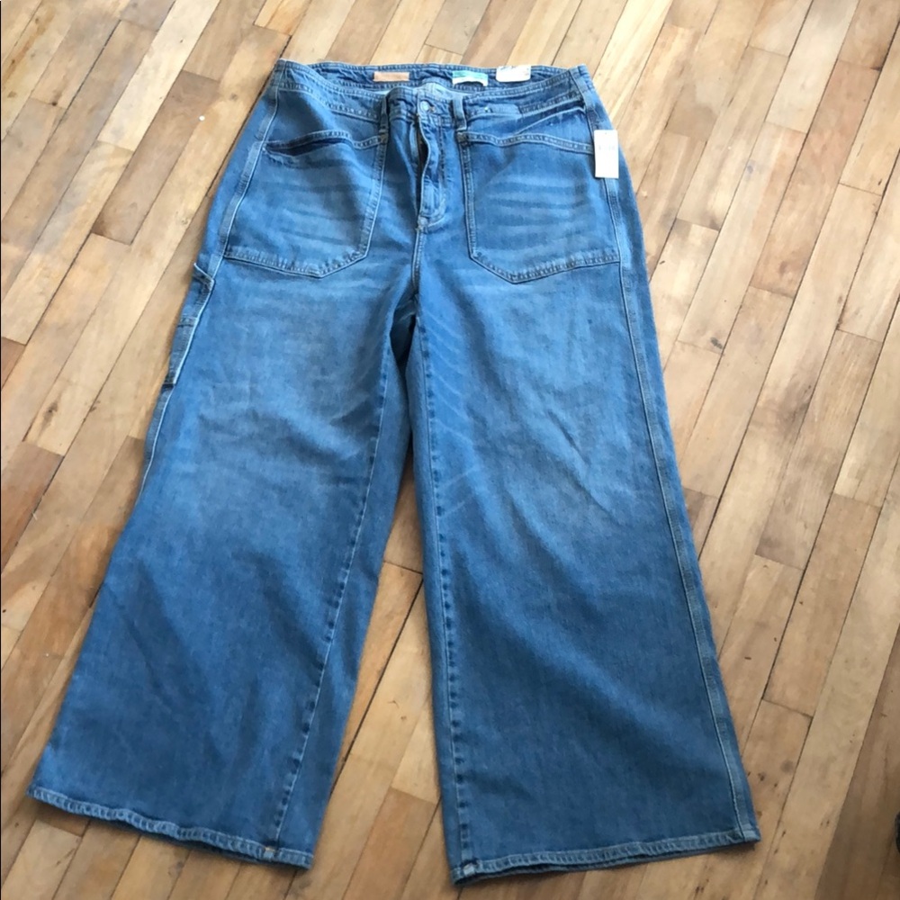 Anthropologie Wide-Leg Flare Jeans in Light Blue Denim